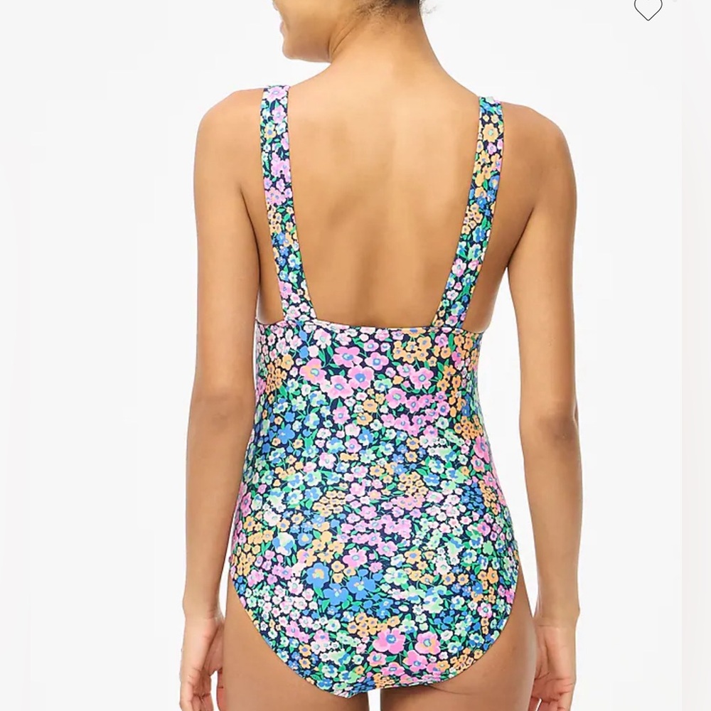 J.Crew Multicolored V-neck ruched one-piece swimsuit Size XS - Picture 3 of 4